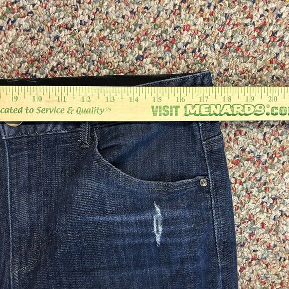 Democracy Blue Med-Dark Wash Mid-Rise Ab-Solution Raw Hem Cropped Jeans Size 14 - Picture 12 of 15